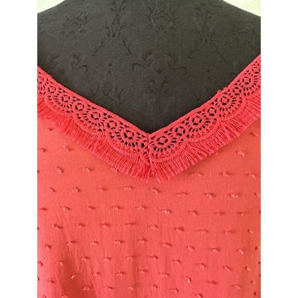 Collective Concepts Red w/ Fringe Tank Top Women’s Size M - Picture 7 of 8